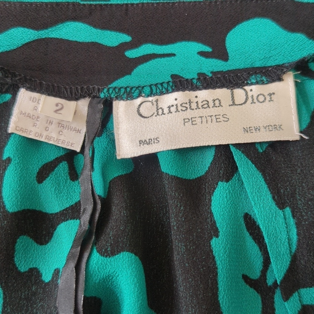Vintage Christian Dior Black & Teal Floral Skirt - Picture 3 of 5